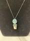 Vintage Zuni Sterling Silver Natural Turquoise Inlay Flower Pot Necklace/pin 20