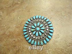 Vintage Zuni Sterling Silver PETIT POINT Turquoise Pin Signed MB