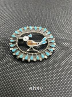 Vintage Zuni Sterling Silver Road Runner Brooch Native Jewelry Vintage Zuni Sterling Silver Road Runner Brooch Native Jewelry