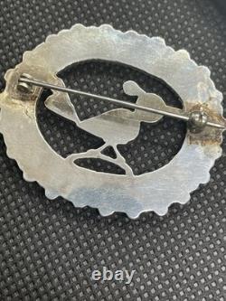 Vintage Zuni Sterling Silver Road Runner Brooch Native Jewelry