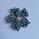 Vintage Zuni Sterling Silver Swirl Star Petit Point Turquoise Pin Brooch Pendant