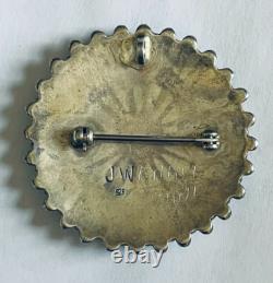 Vintage Zuni Sterling Silver Turquoise Brooch & Pendant Signed