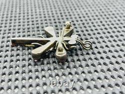 Vintage Zuni Sterling Silver Turquoise Coral Mother Of Pearl Dragonfly Pin