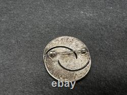 Vintage Zuni Sterling Silver Turquoise Inlay Brooch