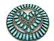 Vintage Zuni Sterling Silver Turquoise Love Mom Heart Circle 3 Pin Pendant