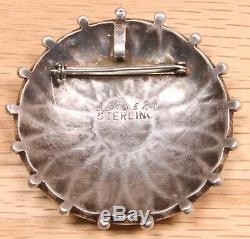 Vintage Zuni Sterling Silver Turquoise MOP Inlay Sun Face Pin Pendant 125D-53