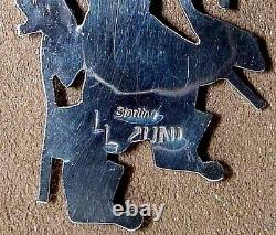 Vintage Zuni Sterling Silver Turquoise Multi-gem Inlay Gan Dancer Pin Pendant