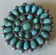 Vintage Zuni Sterling Silver Turquoise Petit Point/snake Eye Pin