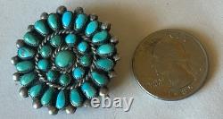 Vintage Zuni Sterling Silver Turquoise Petit Point/Snake Eye Pin