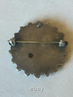 Vintage Zuni Sterling Silver Turquoise Petit Point/Snake Eye Pin