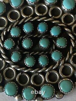 Vintage Zuni Sterling Silver Turquoise Pin