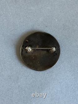 Vintage Zuni Sterling Silver withInlaid Turquoise and Mother of pearl Pin. 1 3/8