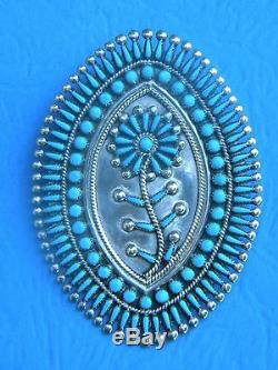 Vintage Zuni Sterling Turquoise Needlepoint Pin/pendant By Vince S Johnson
