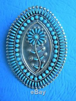 Vintage Zuni Sterling Turquoise Needlepoint Pin/pendant By Vince S Johnson