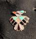 Vintage Zuni Style Silver Thunderbird Inlay Brooch