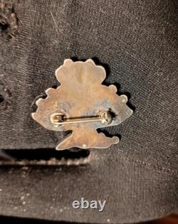 Vintage Zuni Style Silver Thunderbird Inlay Brooch
