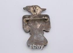 Vintage Zuni Thunderbird Native American Sterling Siver Brooch Pin Unsigned