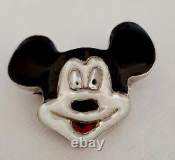 Vintage Zuni Toon Onyx, MOP, Coral Disney's Mickey Mouse Brooch/Pin -Signed