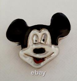 Vintage Zuni Toon Onyx, MOP, Coral Disney's Mickey Mouse Brooch/Pin -Signed