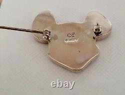 Vintage Zuni Toon Onyx, MOP, Coral Disney's Mickey Mouse Brooch/Pin -Signed