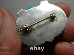 Vintage Zuni Turquoise Gemstone FROG Fetish Sterling Silver 925 Brooch pin