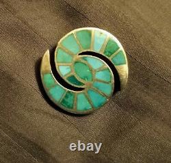 Vintage Zuni Turquoise Inlay Hummingbird Pin, Collectible Quality