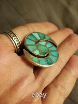 Vintage Zuni Turquoise Inlay Hummingbird Pin, Collectible Quality