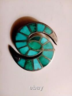 Vintage Zuni Turquoise Inlay Hummingbird Pin, Collectible Quality