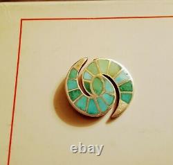 Vintage Zuni Turquoise Inlay Hummingbird Pin, Collectible Quality