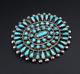 Vintage Zuni Turquoise Petit Point Brooch Sterling Silver Hand Signed 1.8 Os638