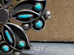 Vintage Zuni Turquoise Silver Pin Pendant