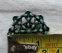 Vintage Zuni Turquoise Sterling Silver Petit Point Pin 1.25 In Native American