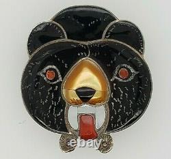 Vintage Zuni inlay Bear Pin/Pendant by B. Leekity