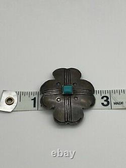 Vintage old pawn native american Turquoise Pin Brooch Sterling Silver