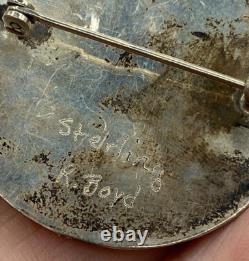 Vintage sterling Zuni, blue jay, inlay pendant/brooch signed R. Boyd 10.41g
