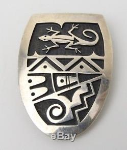 Vintage wonderful Hopi Sterling silver overlay Chalmers Day lizard brooch pin