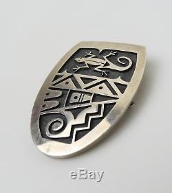 Vintage wonderful Hopi Sterling silver overlay Chalmers Day lizard brooch pin