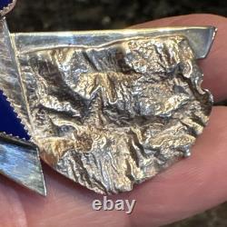 Vntg Navajo Sterling Silver Blue Lapis Modernint Brooch Pin Signed 1995 BDFA EUC