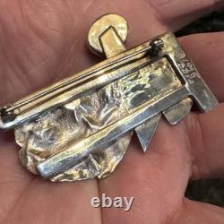 Vntg Navajo Sterling Silver Blue Lapis Modernint Brooch Pin Signed 1995 BDFA EUC