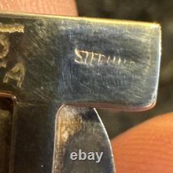 Vntg Navajo Sterling Silver Blue Lapis Modernint Brooch Pin Signed 1995 BDFA EUC