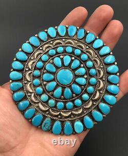 Vtg 4 Danny L Wauneka NAVAJO STERLING PETIT POINT CLUSTER TURQUOISE PIN PENDANT