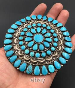 Vtg 4 Danny L Wauneka NAVAJO STERLING PETIT POINT CLUSTER TURQUOISE PIN PENDANT