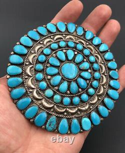 Vtg 4 Danny L Wauneka NAVAJO STERLING PETIT POINT CLUSTER TURQUOISE PIN PENDANT