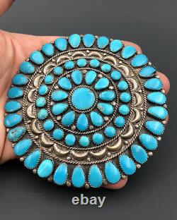 Vtg 4 Danny L Wauneka NAVAJO STERLING PETIT POINT CLUSTER TURQUOISE PIN PENDANT