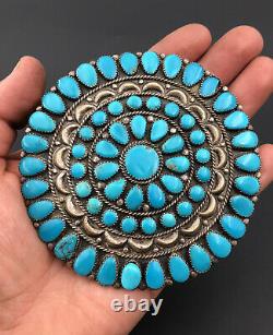 Vtg 4 Danny L Wauneka NAVAJO STERLING PETIT POINT CLUSTER TURQUOISE PIN PENDANT