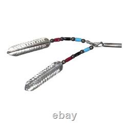 Vtg 5 Native American Sterling Silver Brooch Pin Turquoise Stone Spear Feather