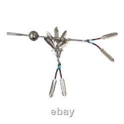 Vtg 5 Native American Sterling Silver Brooch Pin Turquoise Stone Spear Feather