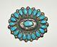 Vtg/atq Sterling Silver Zuni Turquoise Petit Point Brooch Pin Old Pawn15.2g