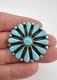 Vtg By Navajo Sterling Silver Turquoise Round Cluster Pin Brooch Pendant 1.5