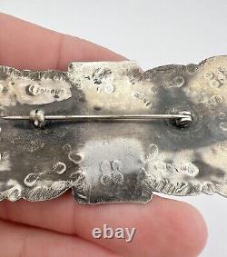 Vtg Fred Harvey Era Navajo Sterling Silver Turquoise Stamped Arrow Pin Brooch 3